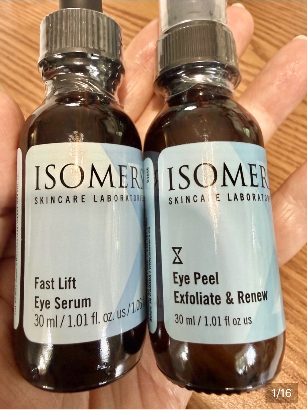 Isomers Duo Eye Treatment - Fast Lift Serum & Eye Peel Exfoliate & Renew 1 oz ea